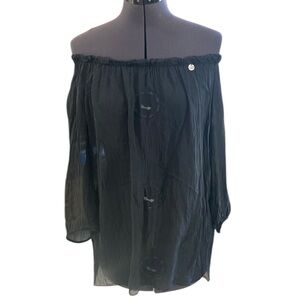 Massimo Rebecchi Off-The-Shoulder 3/4 Made
In Italy 100% SETA Black camouflage